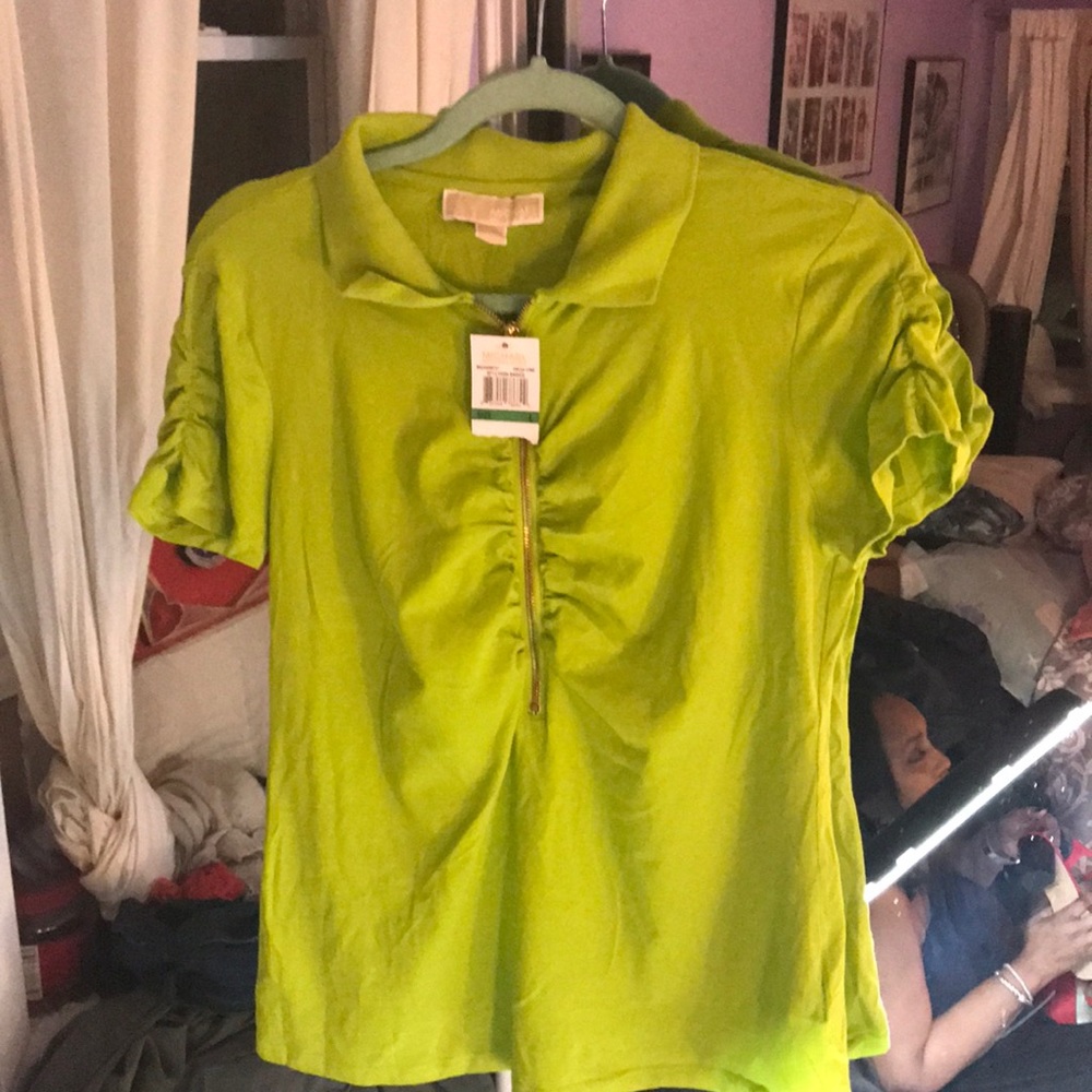 Michael Kors Polo with Zipper -Green sz L